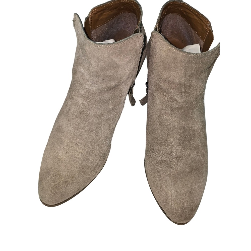 Frye Ash Suede Ankle Booties Grey Pointed Toe Side Zip Boots 9.5M Western Chic